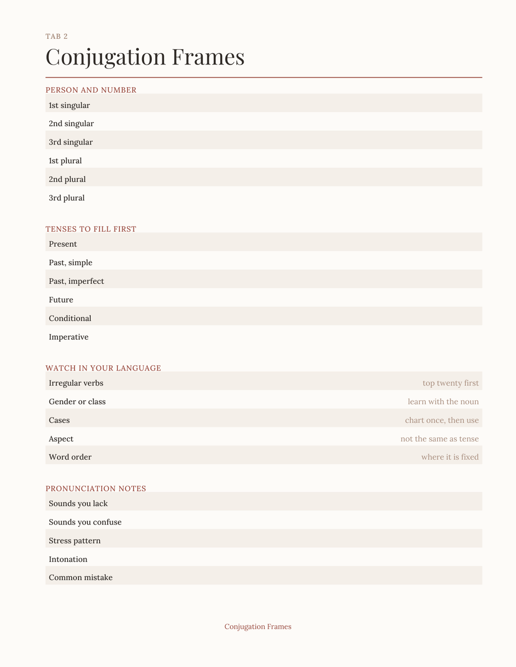 The Language Learning Planner 2027 — sample page 3