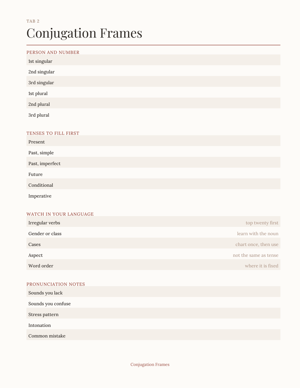 The Language Learning Planner 2027 — sample page 3