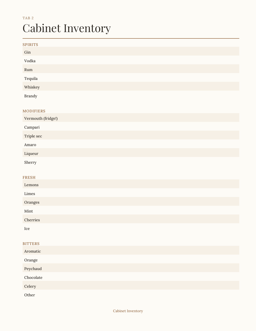 The Home Bar & Cocktail Planner 2027 — sample page 3