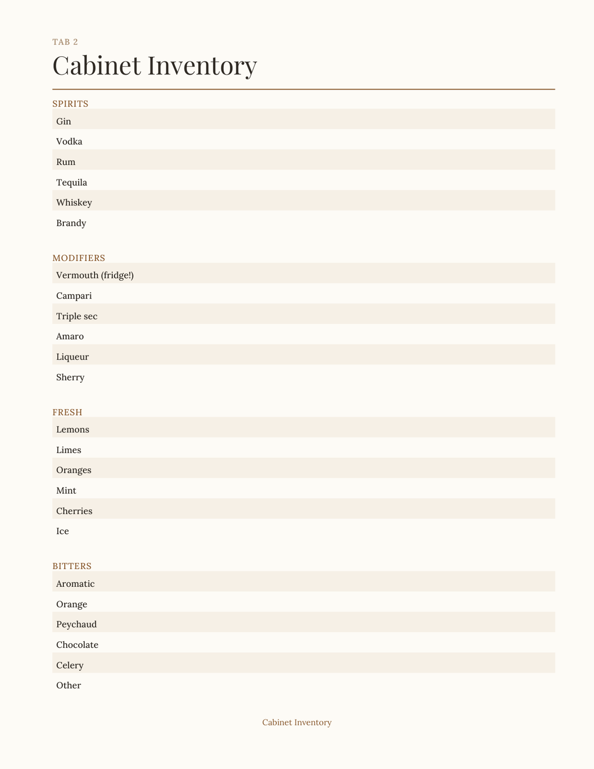 The Home Bar & Cocktail Planner 2027 — sample page 3