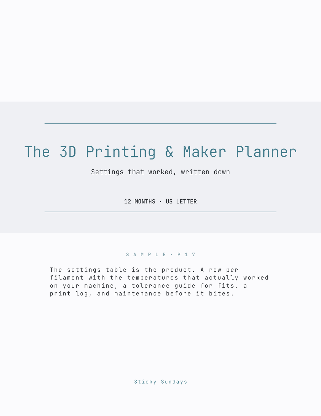 The 3D Printing & Maker Planner 2027 cover
