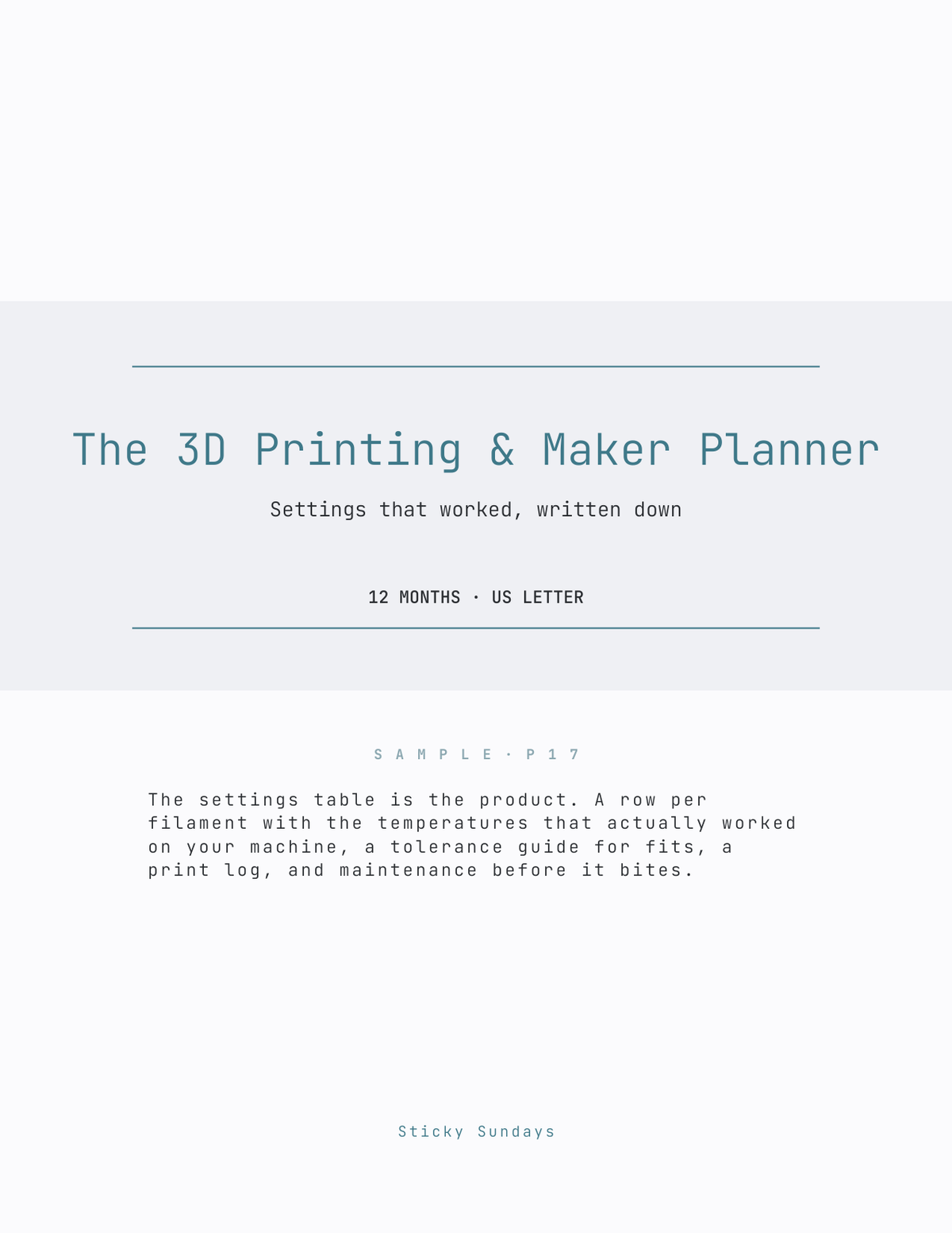 The 3D Printing & Maker Planner 2027 cover