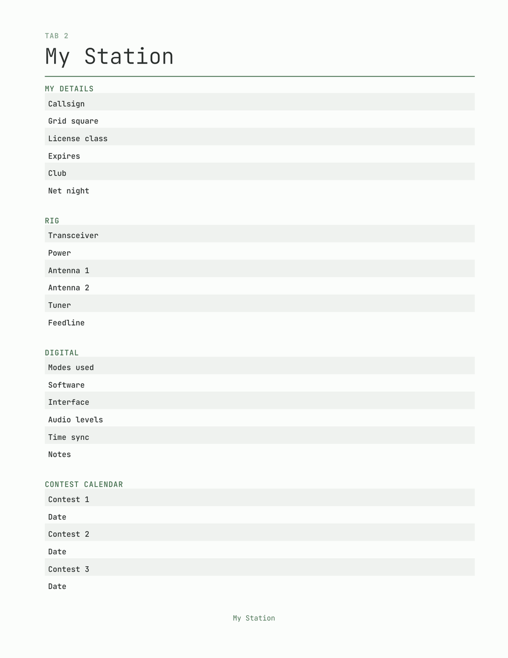 The Ham Radio Planner 2027 — sample page 3