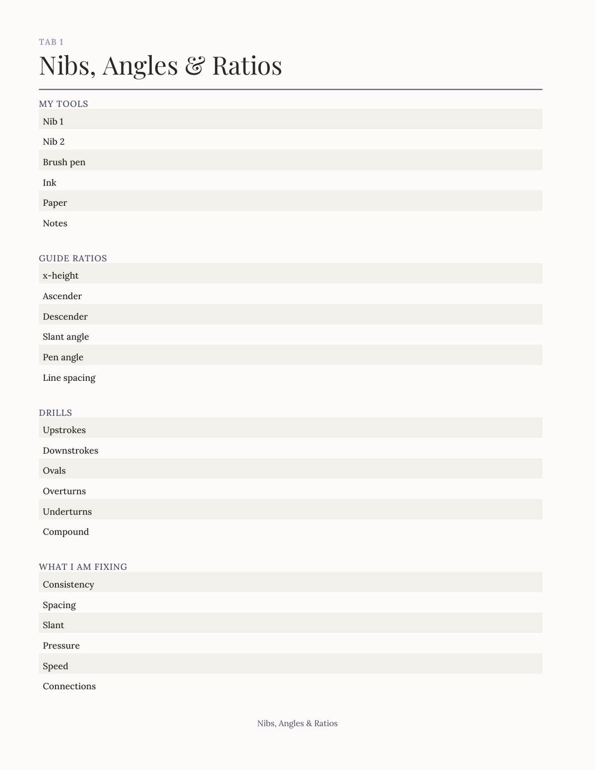 The Lettering Practice Planner 2027 — sample page 2