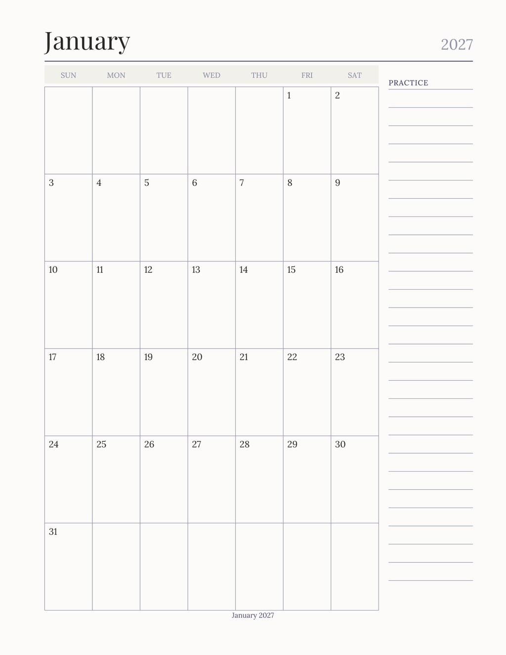 The Lettering Practice Planner 2027 — sample page 5
