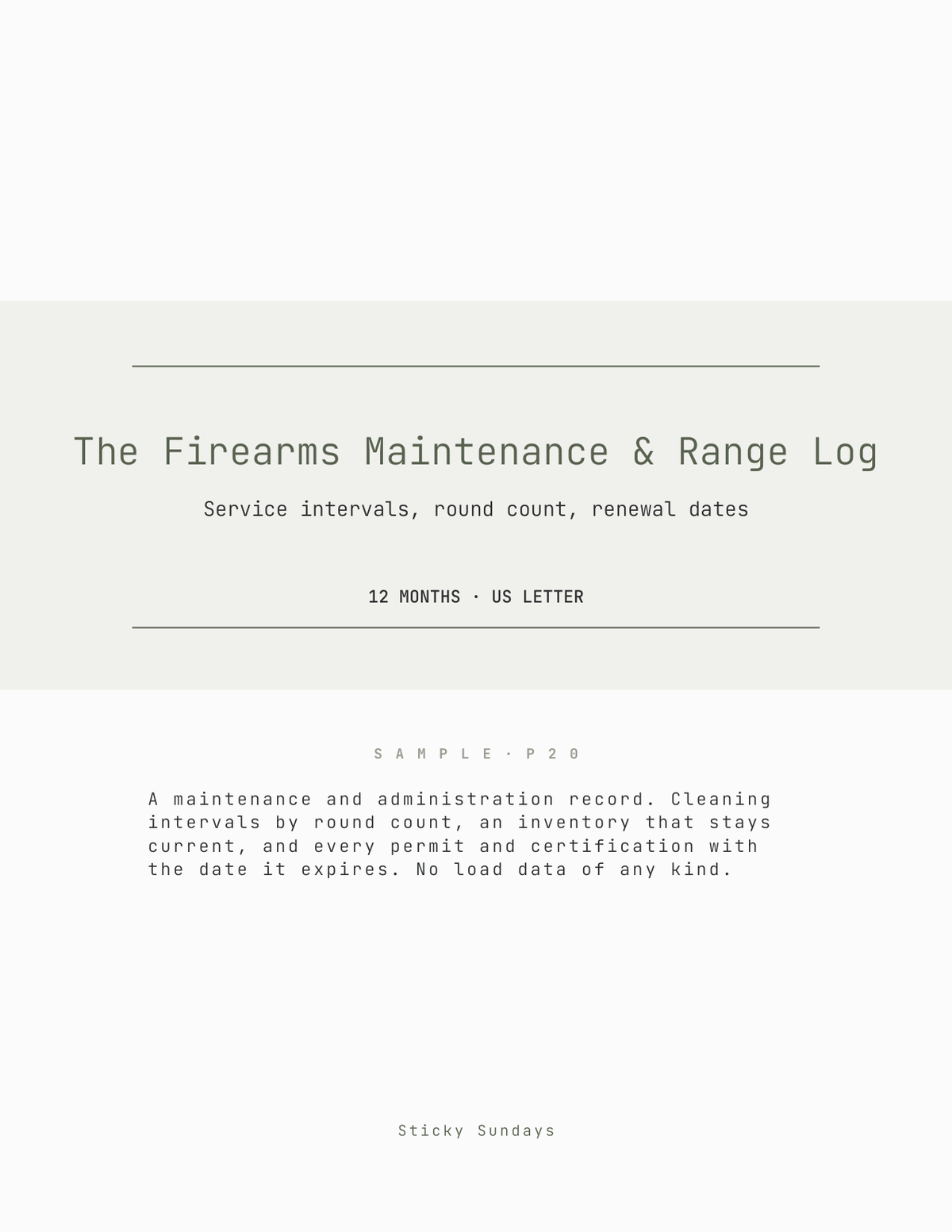 The Firearms Maintenance & Range Log 2027 cover