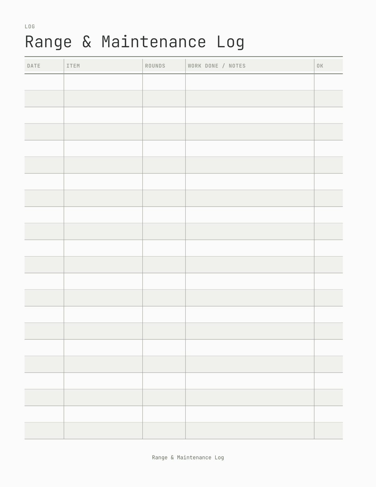 The Firearms Maintenance & Range Log 2027 — sample page 4