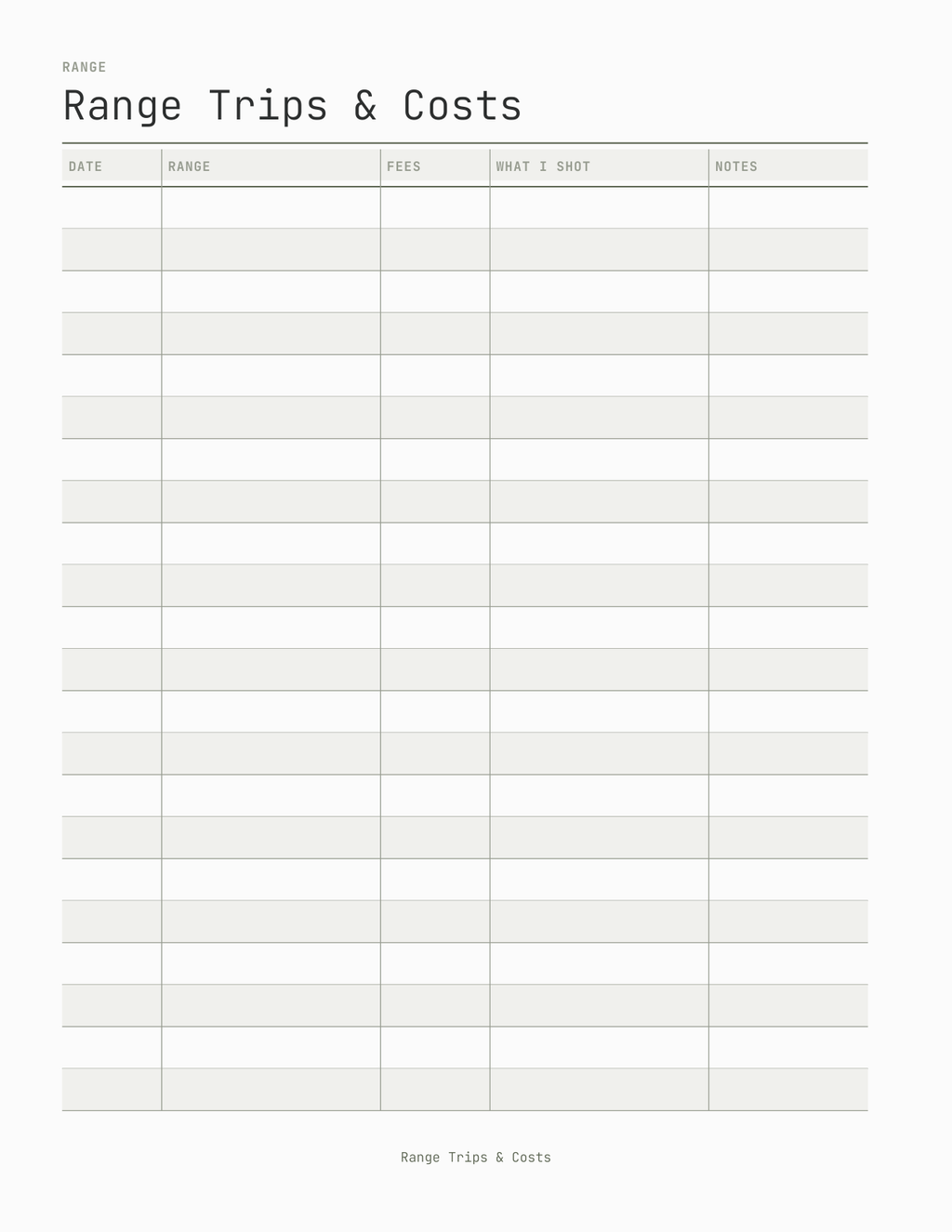The Firearms Maintenance & Range Log 2027 — sample page 8