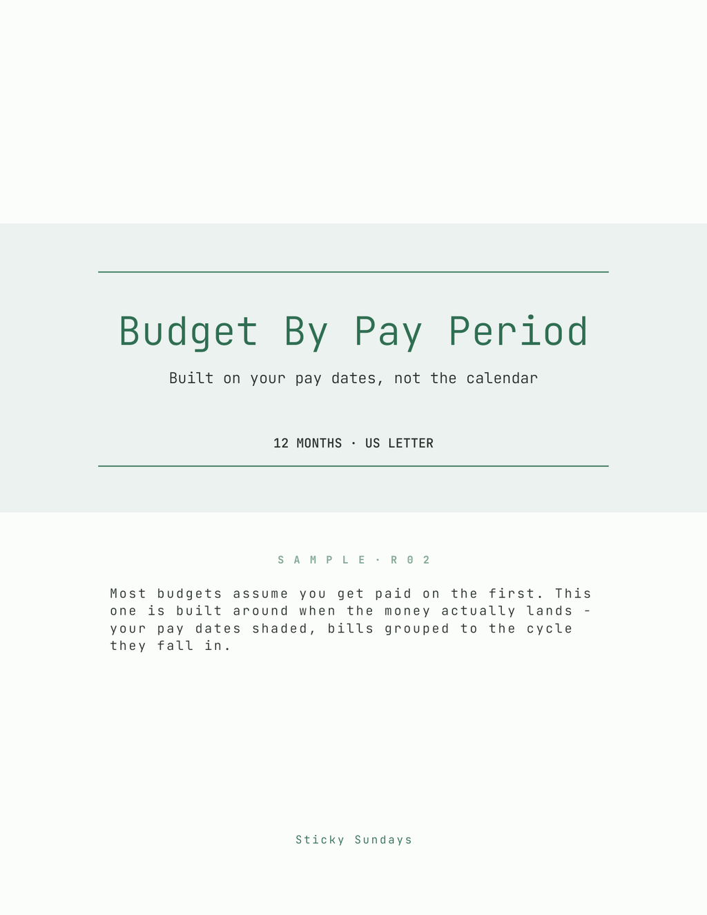 The Pay Period Budget Planner 2027 cover