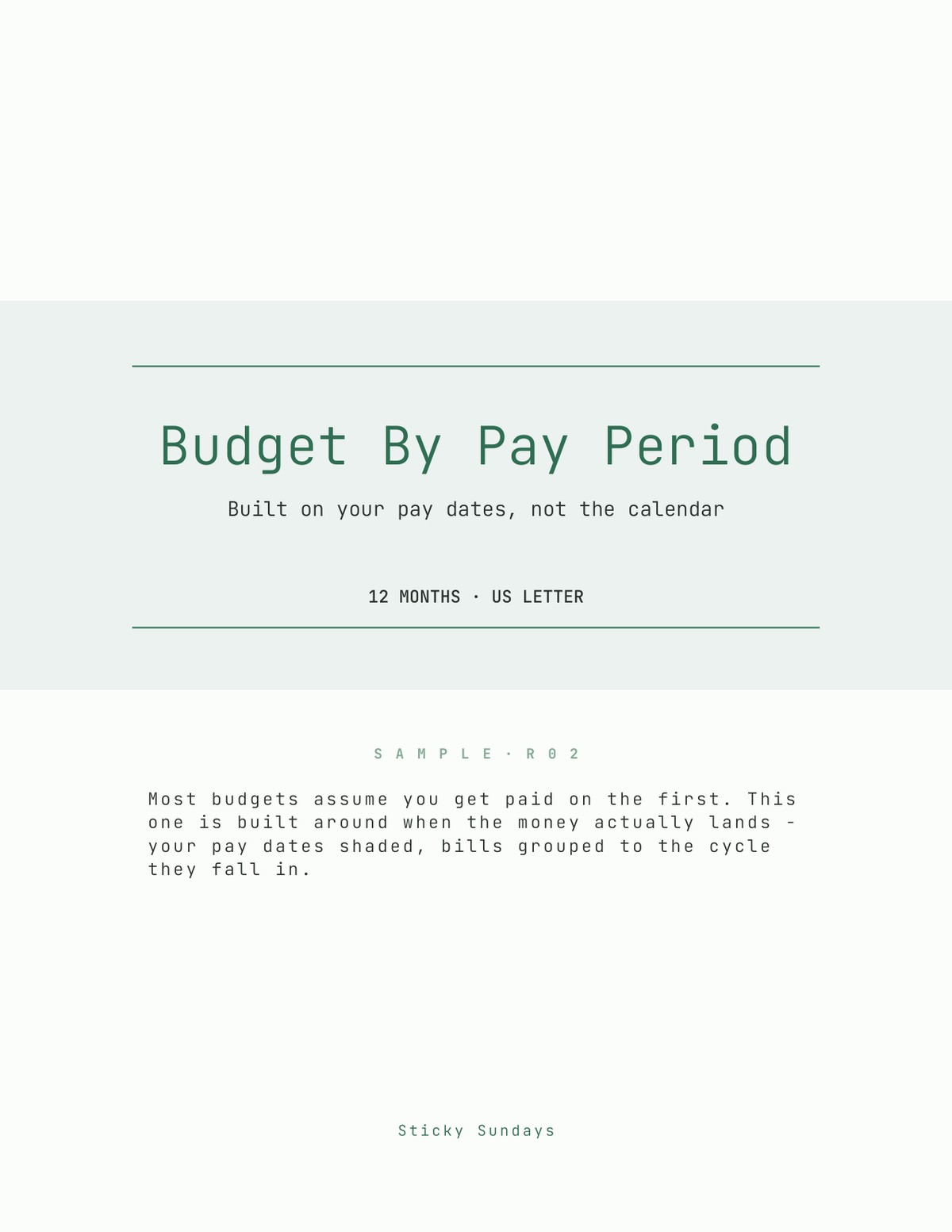 The Pay Period Budget Planner 2027 cover