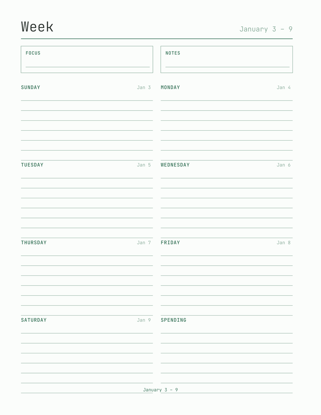 The Pay Period Budget Planner 2027 — sample page 6