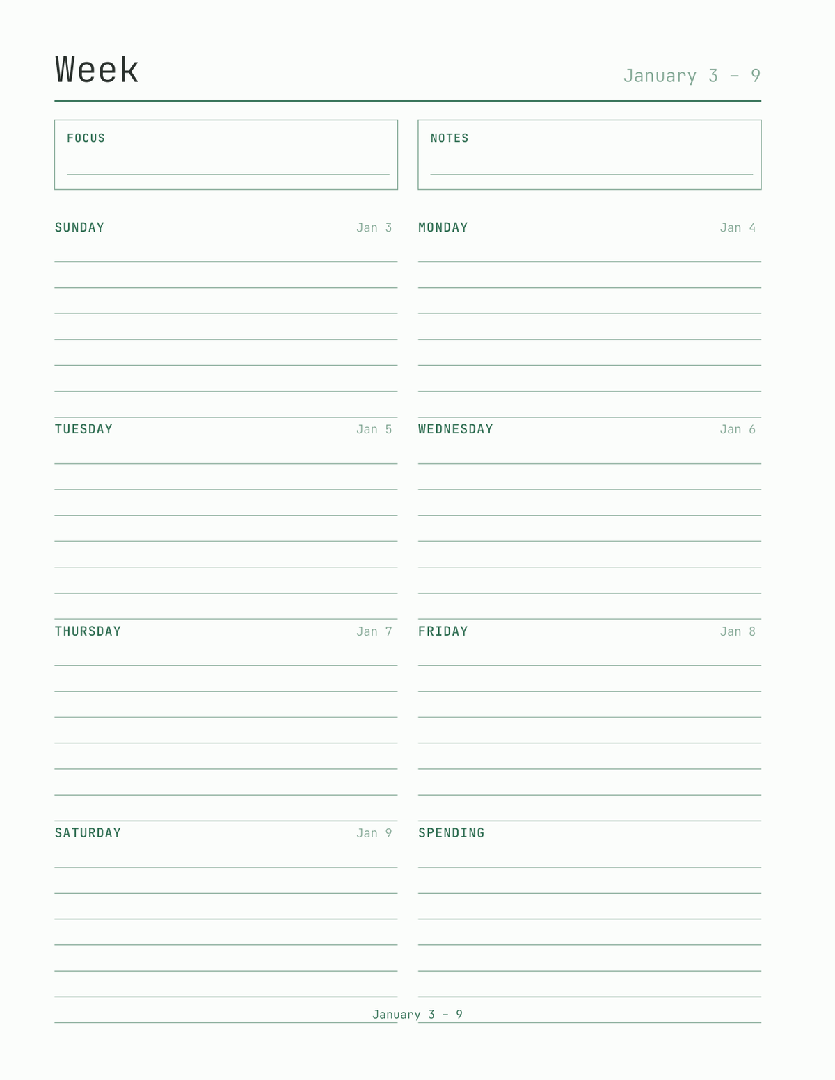The Pay Period Budget Planner 2027 — sample page 6