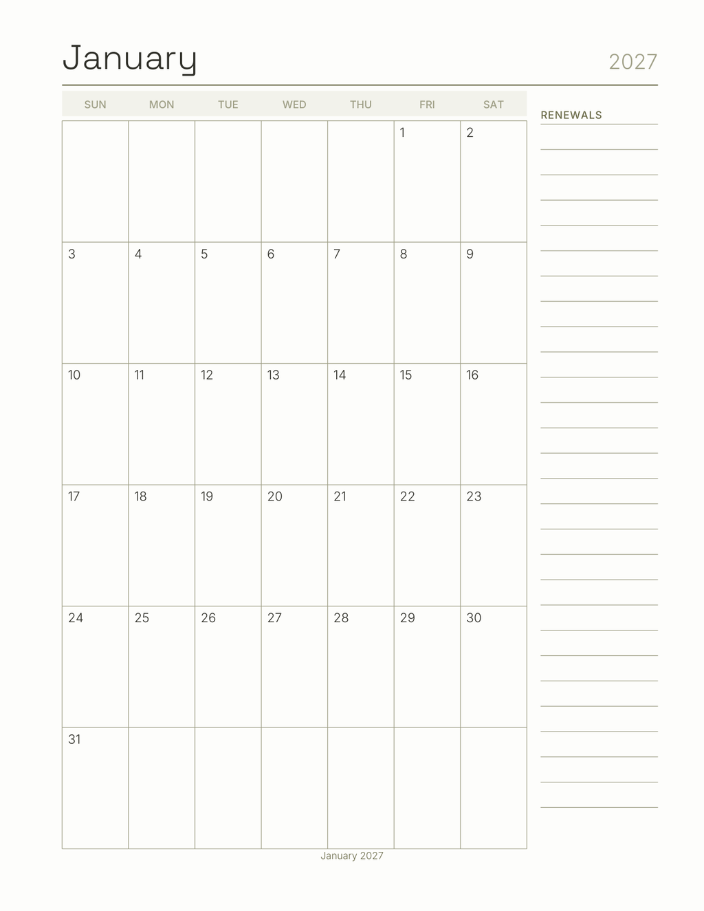 The Household Document Organizer 2027 — sample page 5