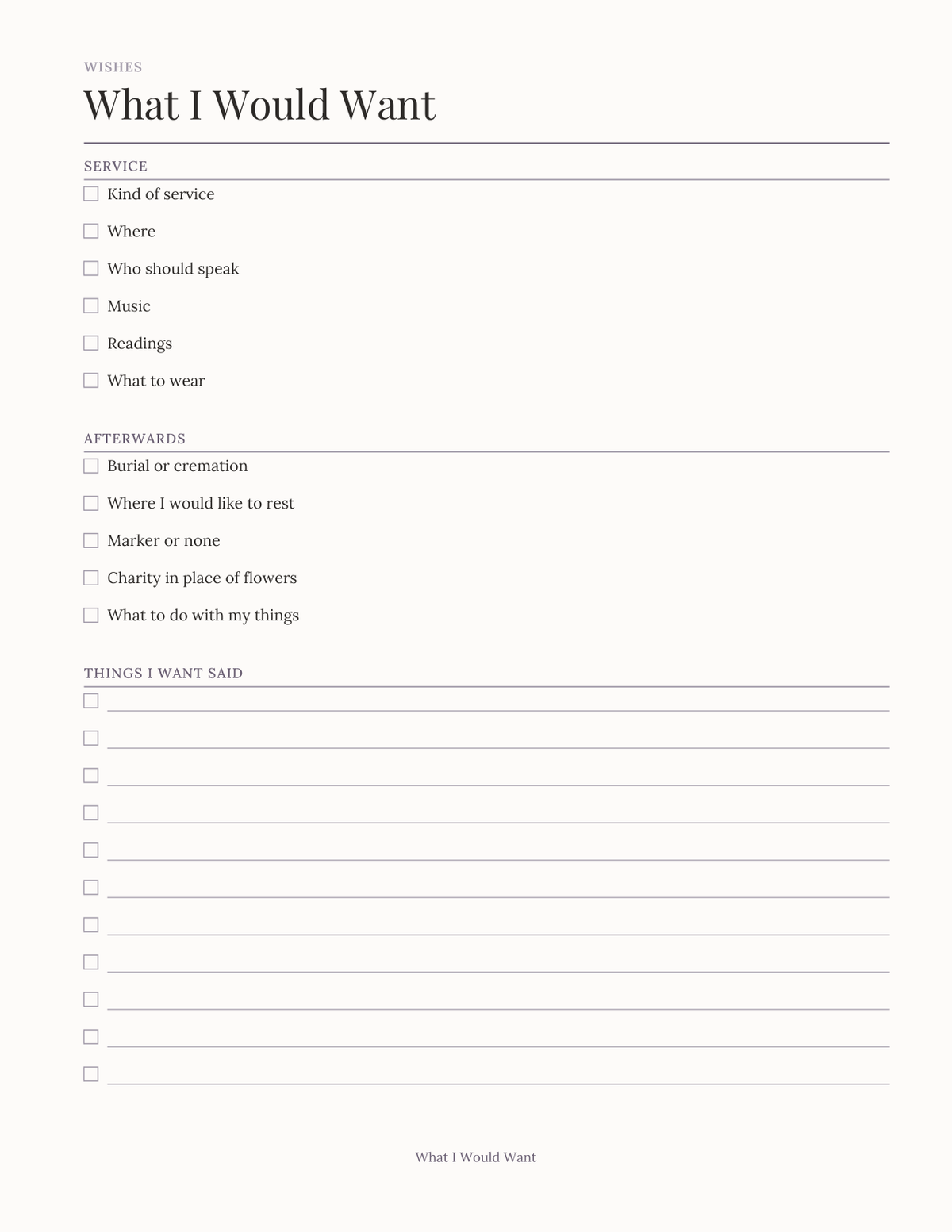 The Legacy & Final Wishes Organizer 2027 — sample page 3