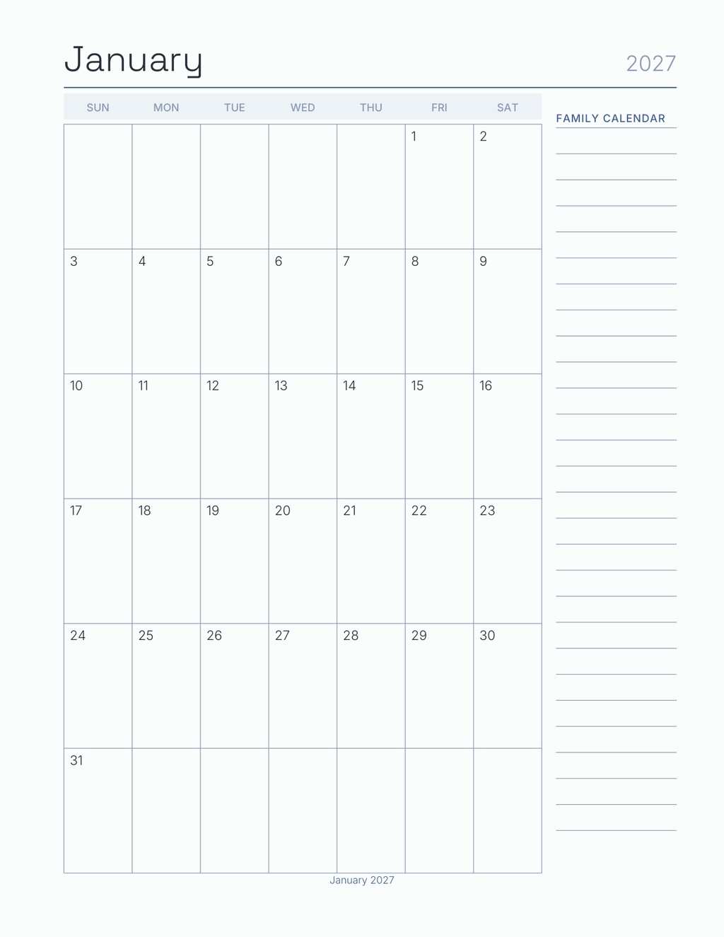 The Family Command Center Planner 2027 — sample page 5