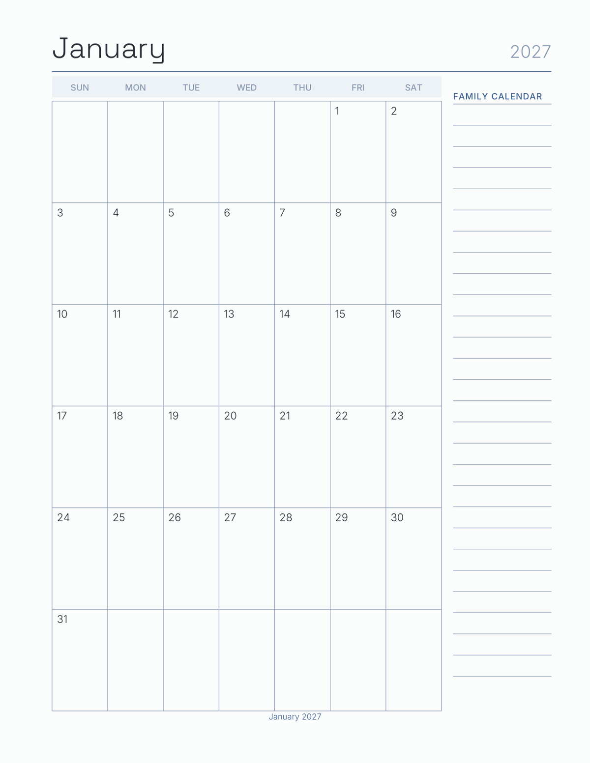 The Family Command Center Planner 2027 — sample page 5