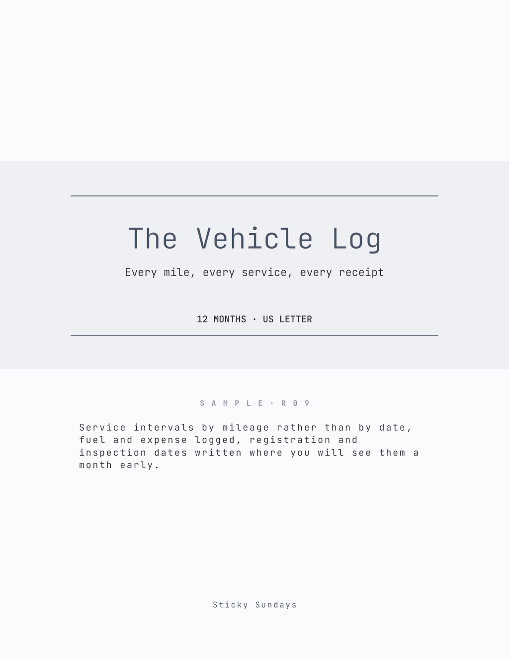 The Vehicle Log 2027 cover