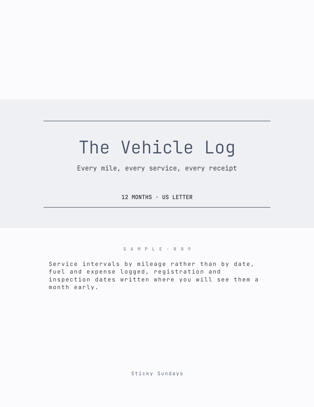 The Vehicle Log 2027 cover