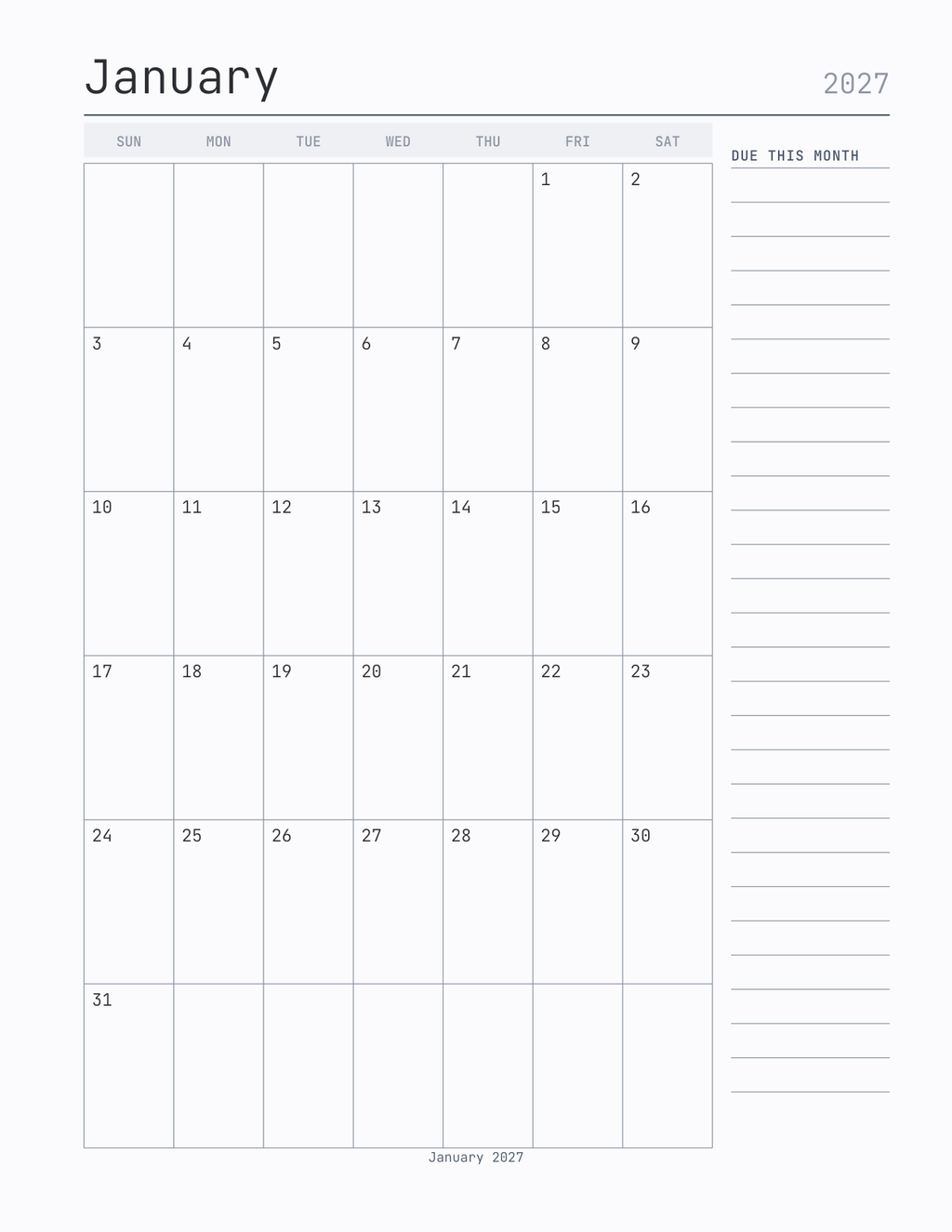 The Vehicle Log 2027 — sample page 5