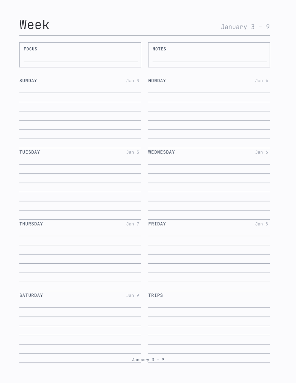 The Vehicle Log 2027 — sample page 6