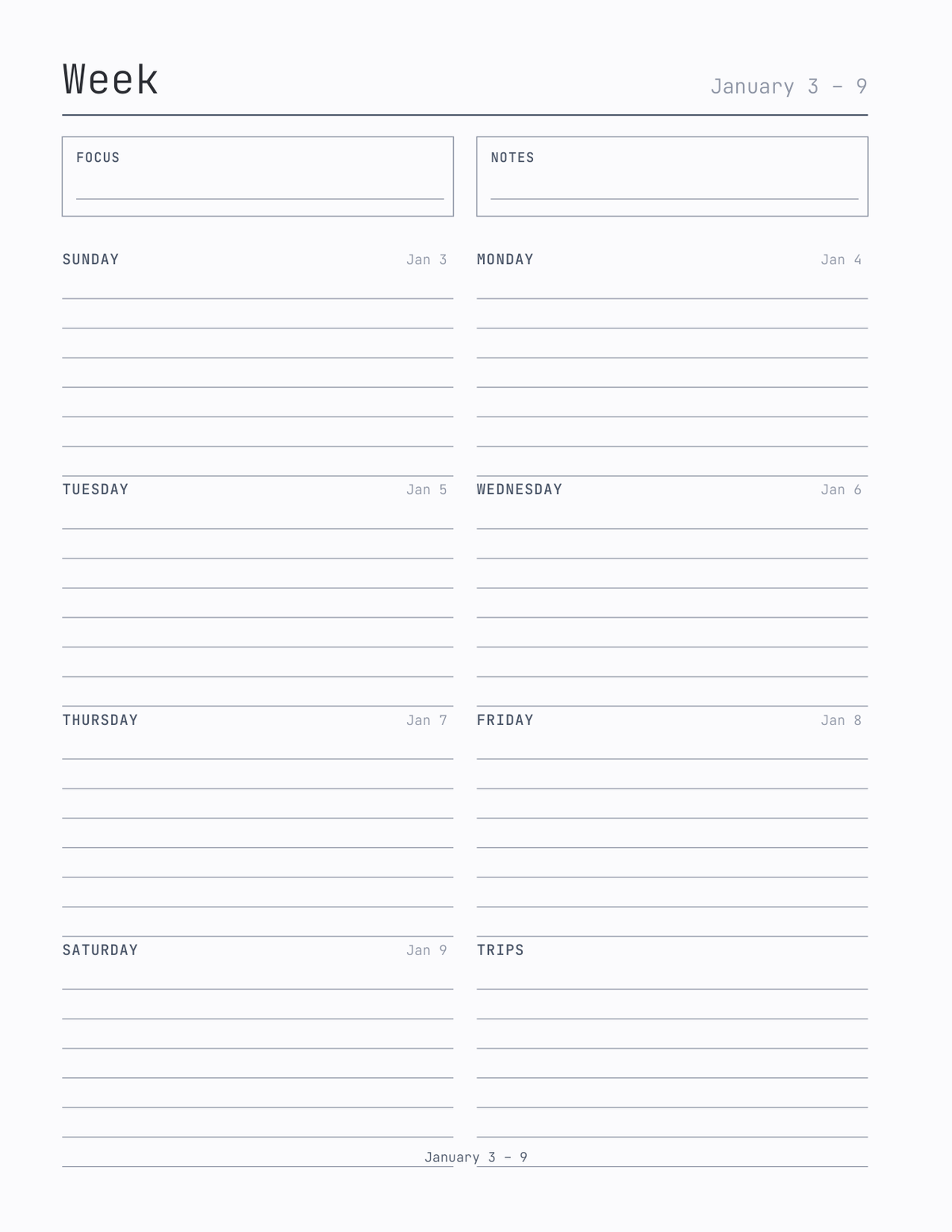 The Vehicle Log 2027 — sample page 6