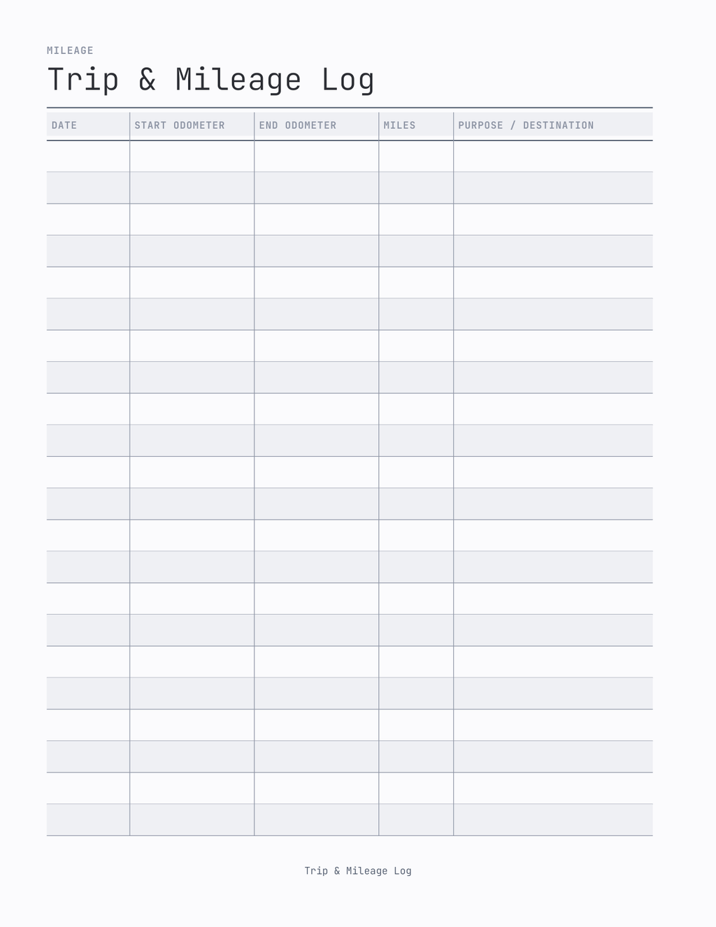 The Vehicle Log 2027 — sample page 8