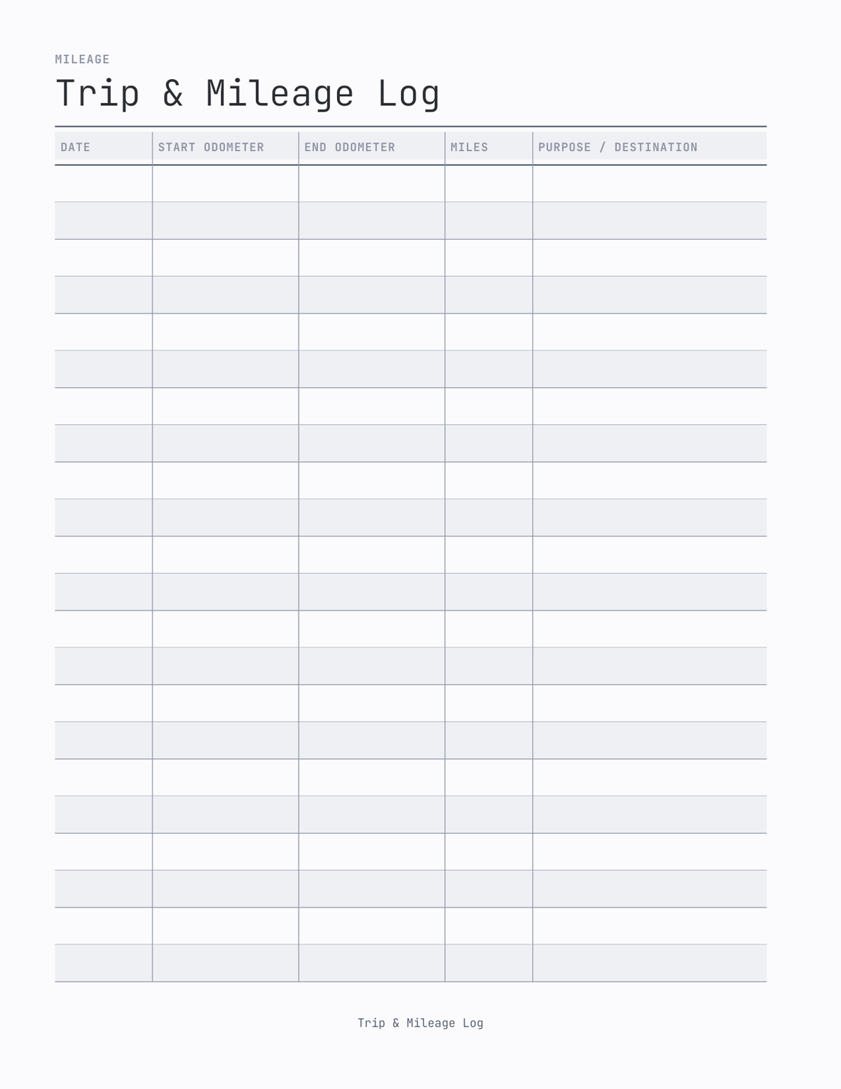 The Vehicle Log 2027 — sample page 8