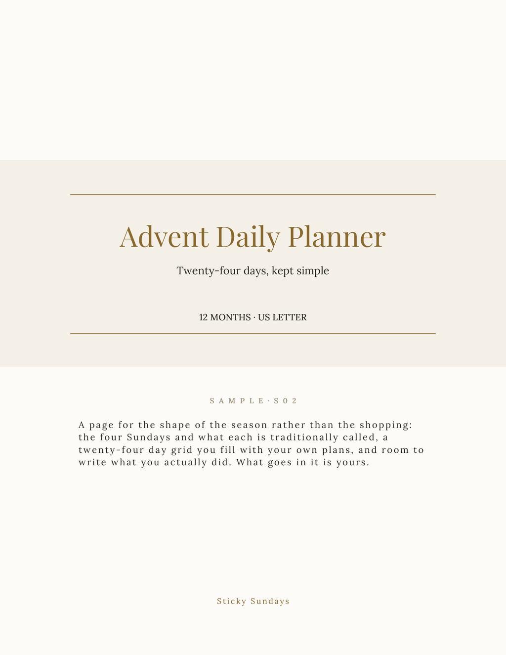 The Advent Daily Planner 2027 title page