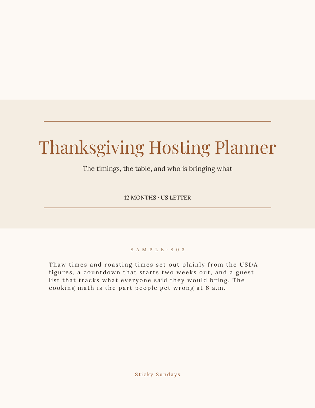 The Thanksgiving Hosting Planner 2027 title page