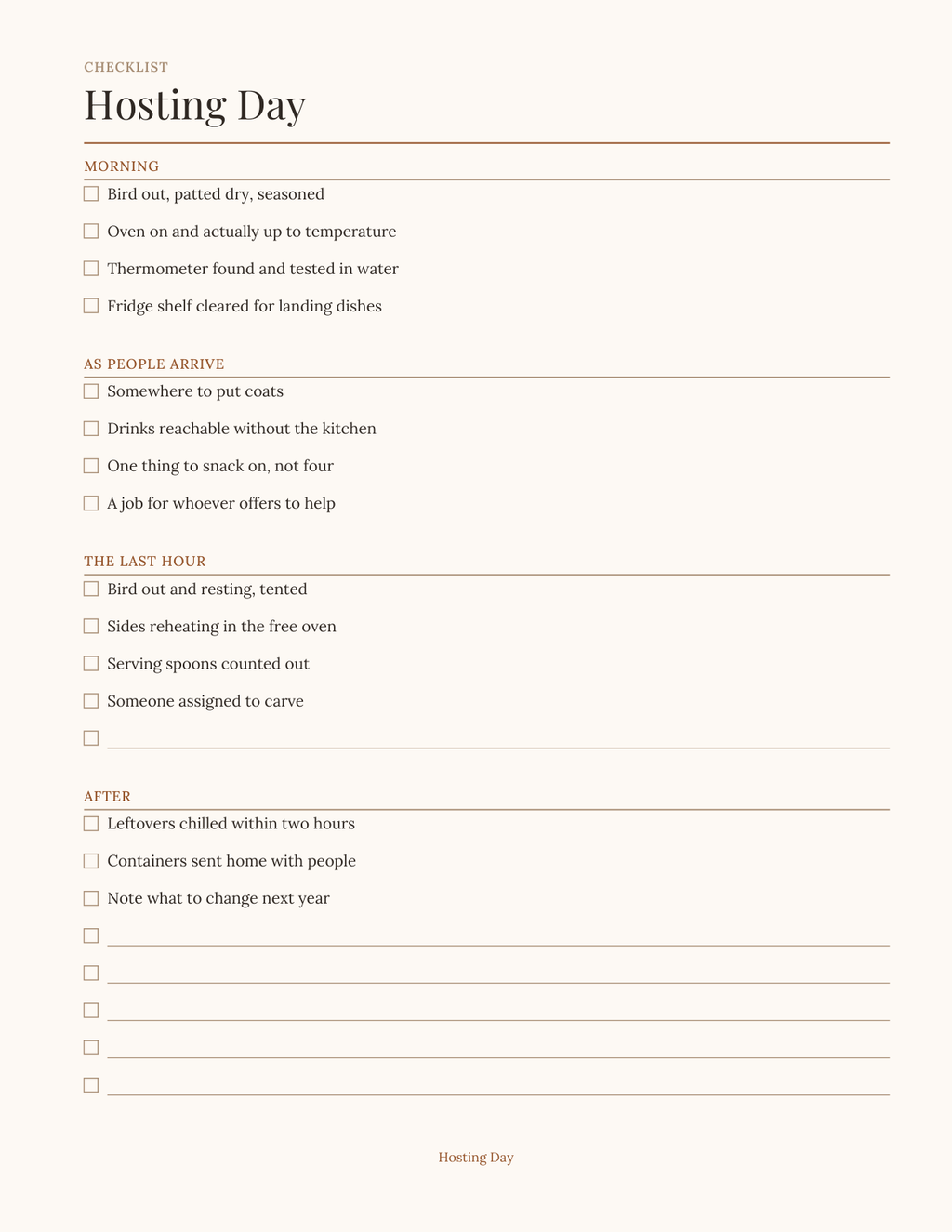 The Thanksgiving Hosting Planner 2027 — sample page 5