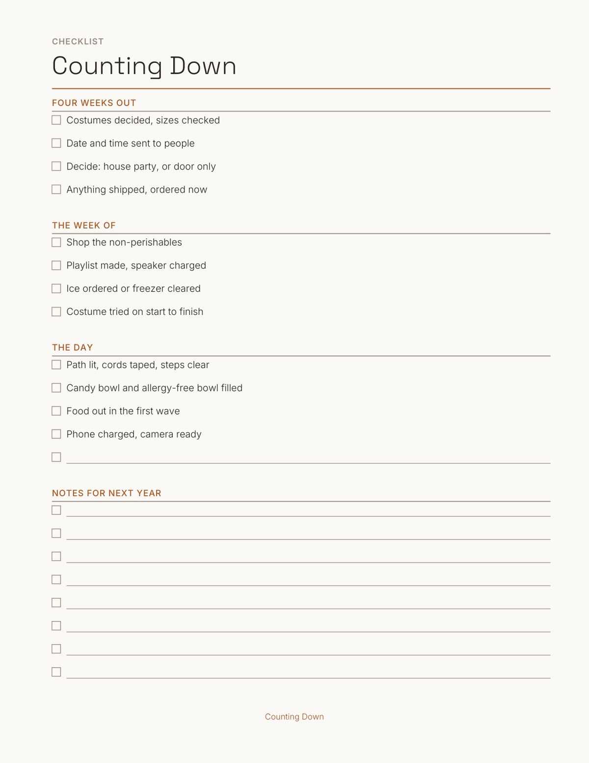 The Halloween & Party Planner 2027 — sample page 5