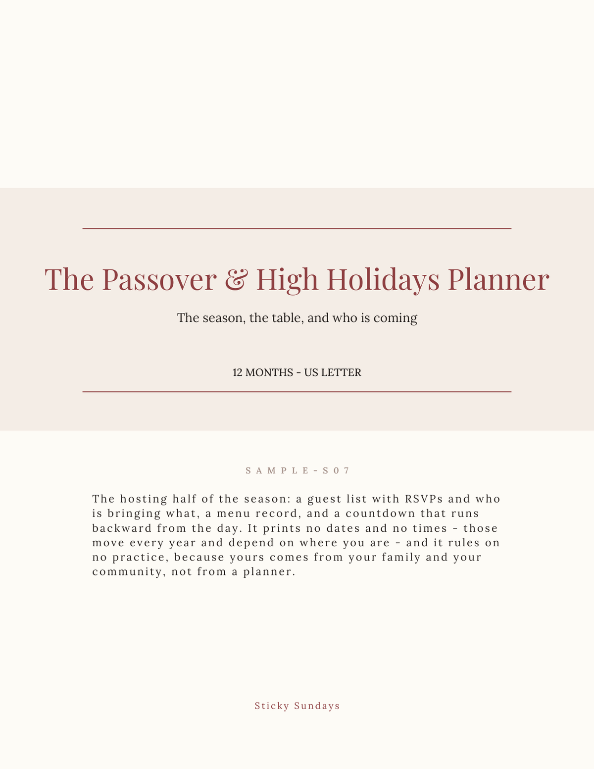 The Passover & High Holidays Planner 2027 title page