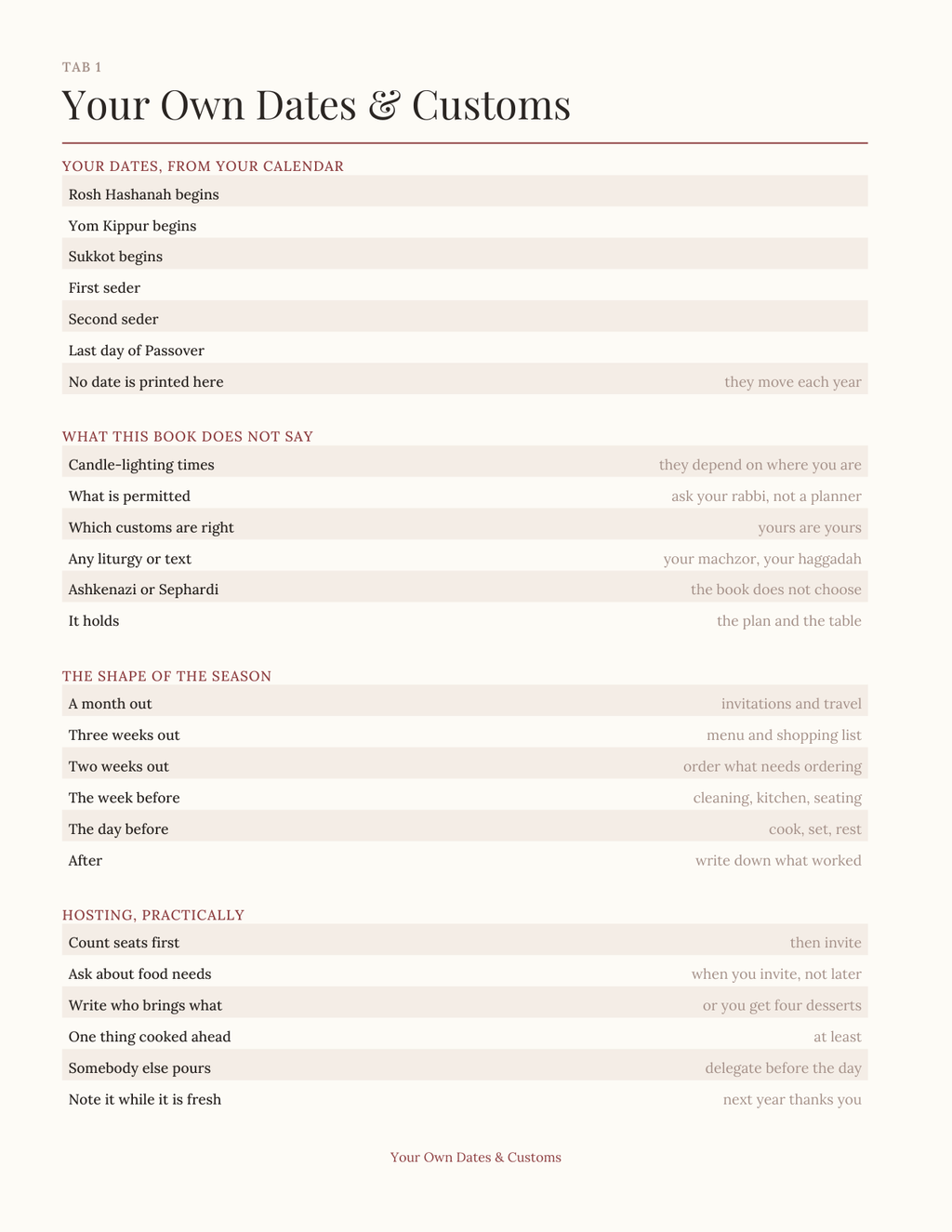 The Passover & High Holidays Planner 2027 — sample page 2