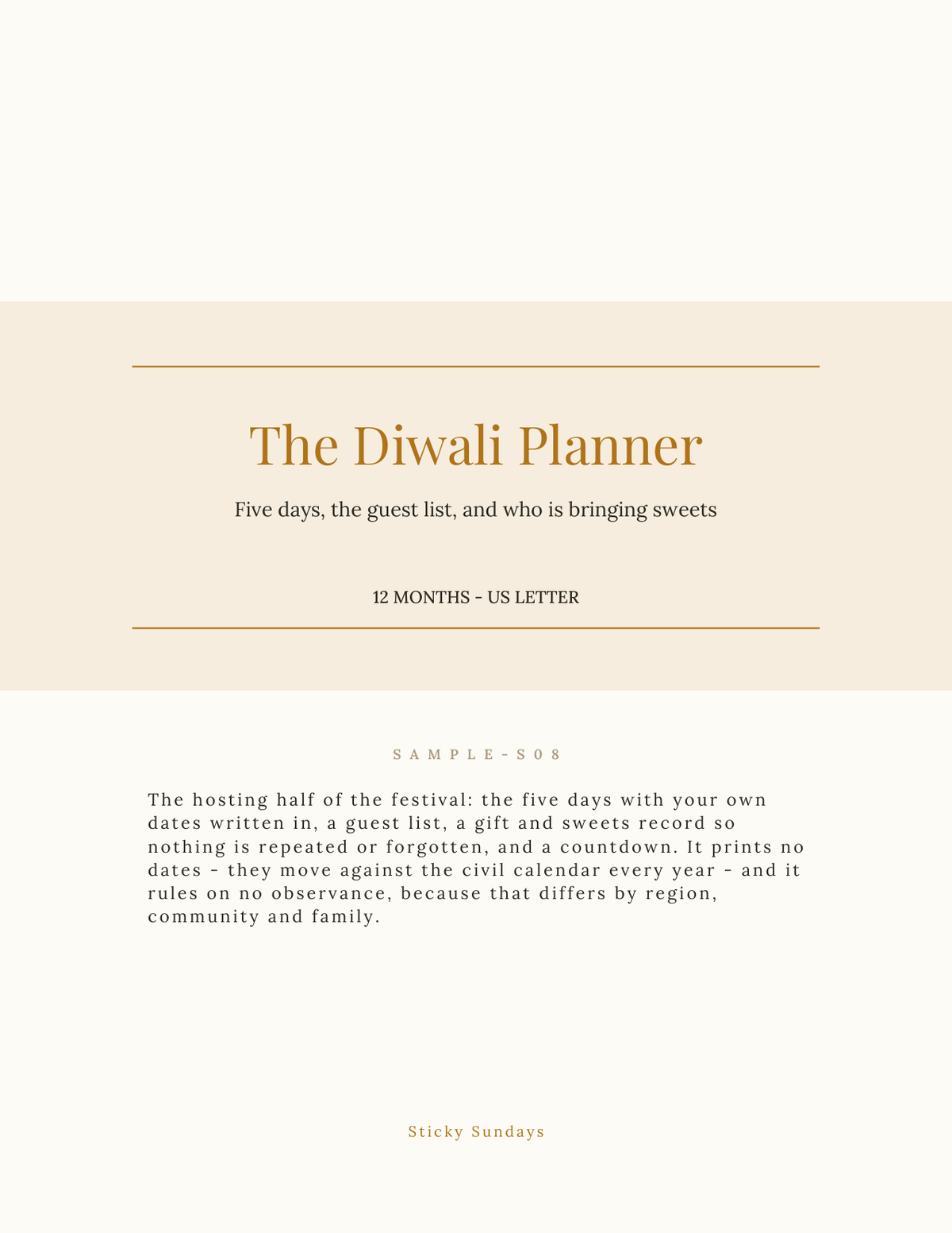 The Diwali Planner 2027 title page