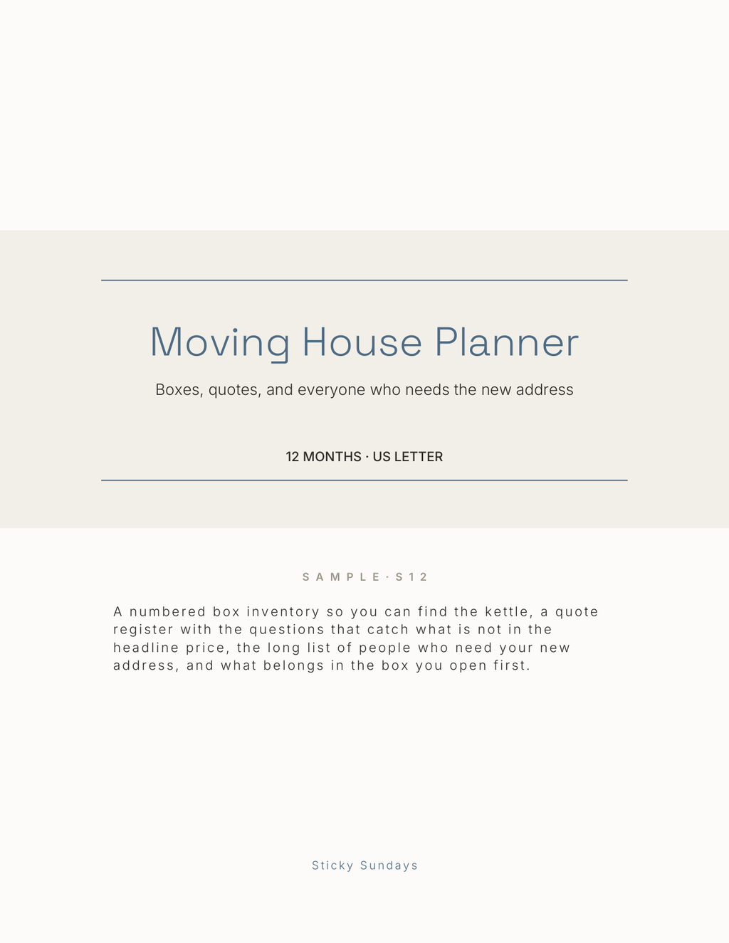 The Moving House Planner 2027 title page