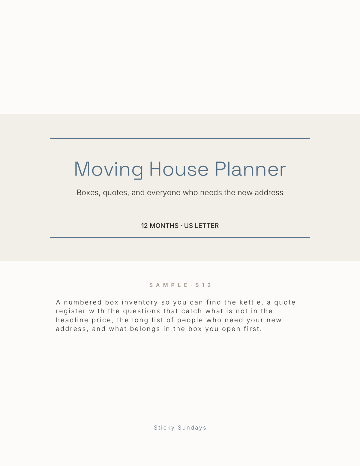 The Moving House Planner 2027 title page