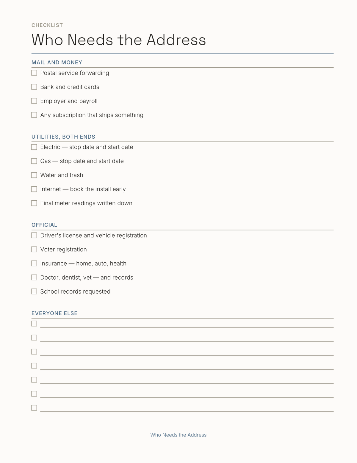 The Moving House Planner 2027 — sample page 3