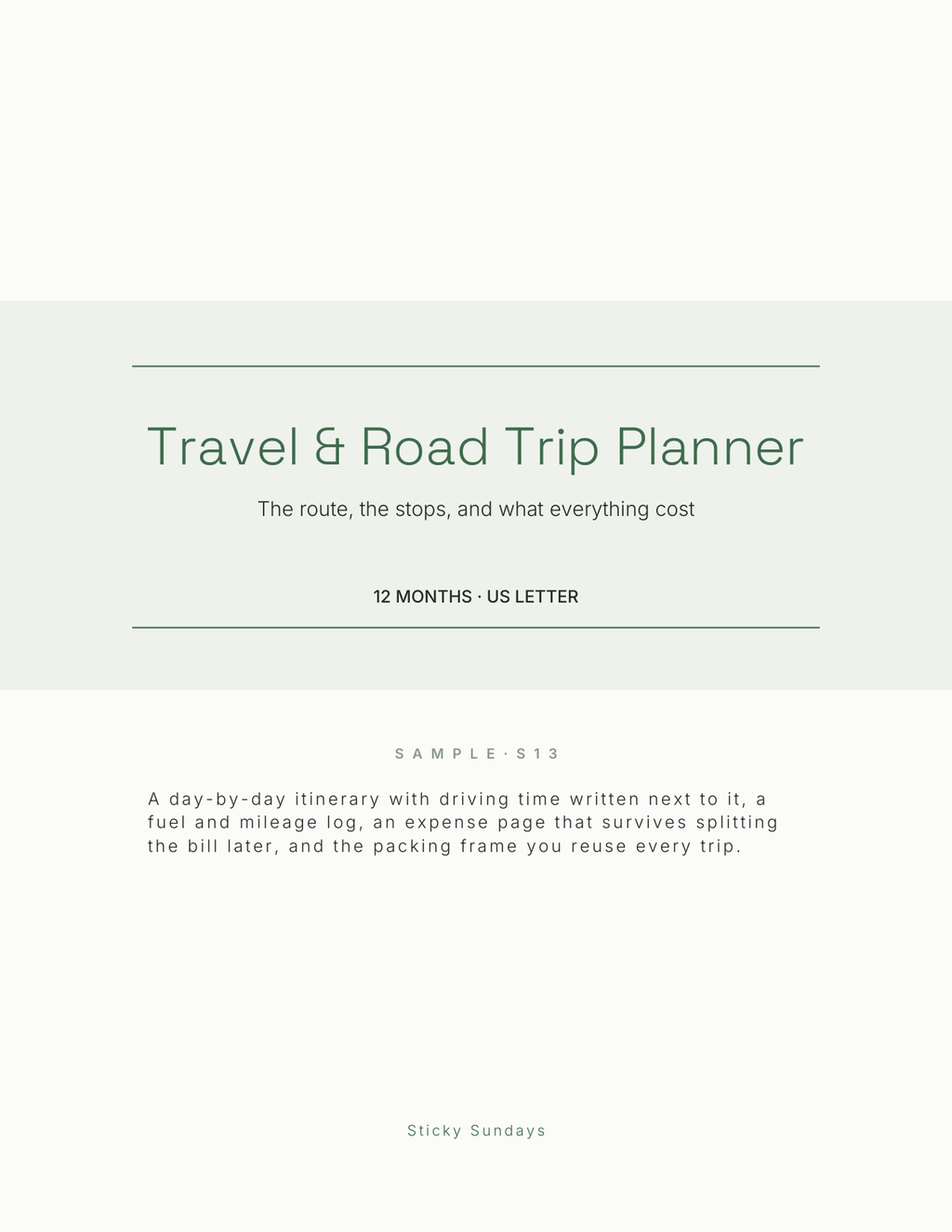 The Travel & Road Trip Planner 2027 title page