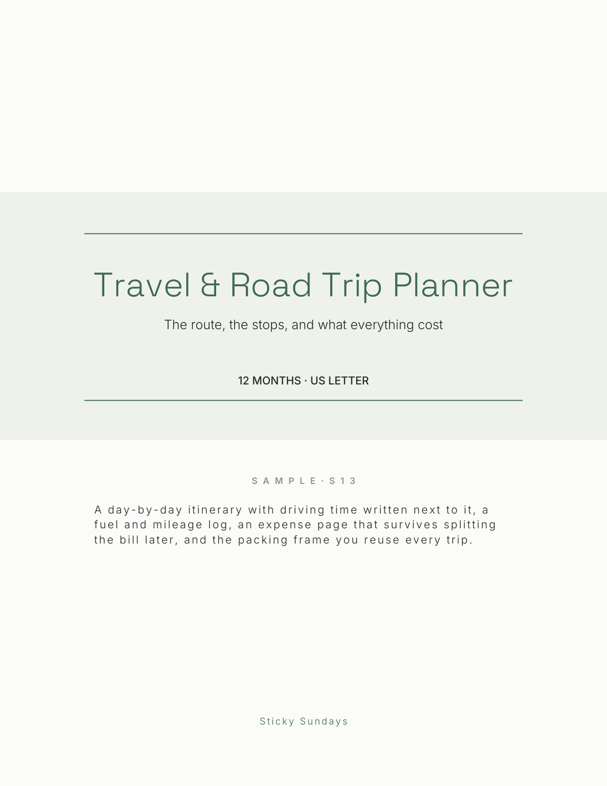 The Travel & Road Trip Planner 2027 title page