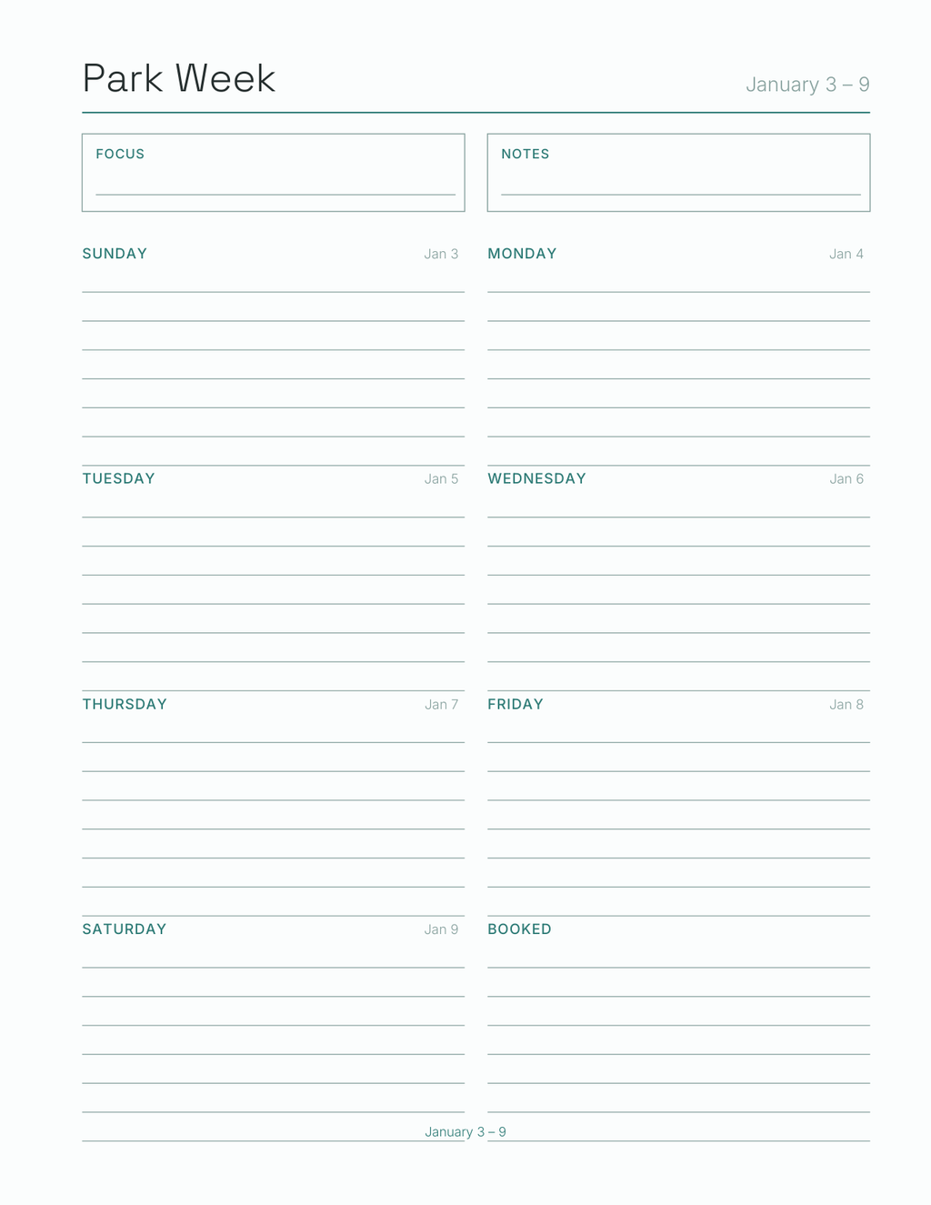 The Theme Park Trip Planner 2027 — sample page 7