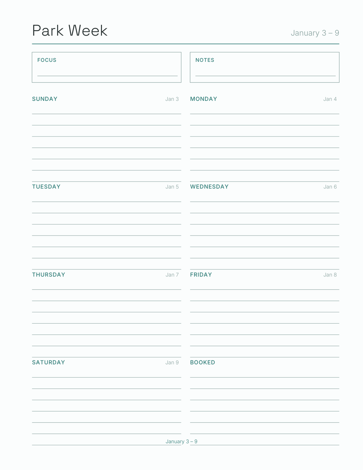 The Theme Park Trip Planner 2027 — sample page 7
