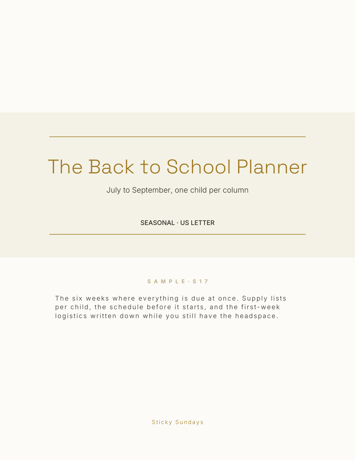 The Back to School Planner 2027 cover