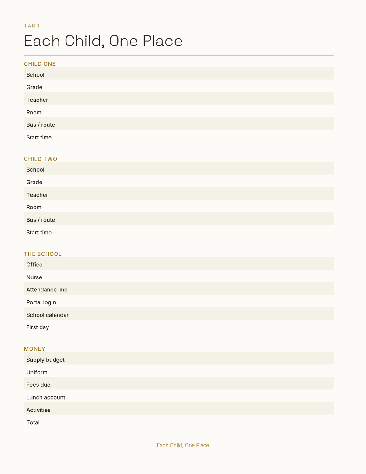 The Back to School Planner 2027 — sample page 2