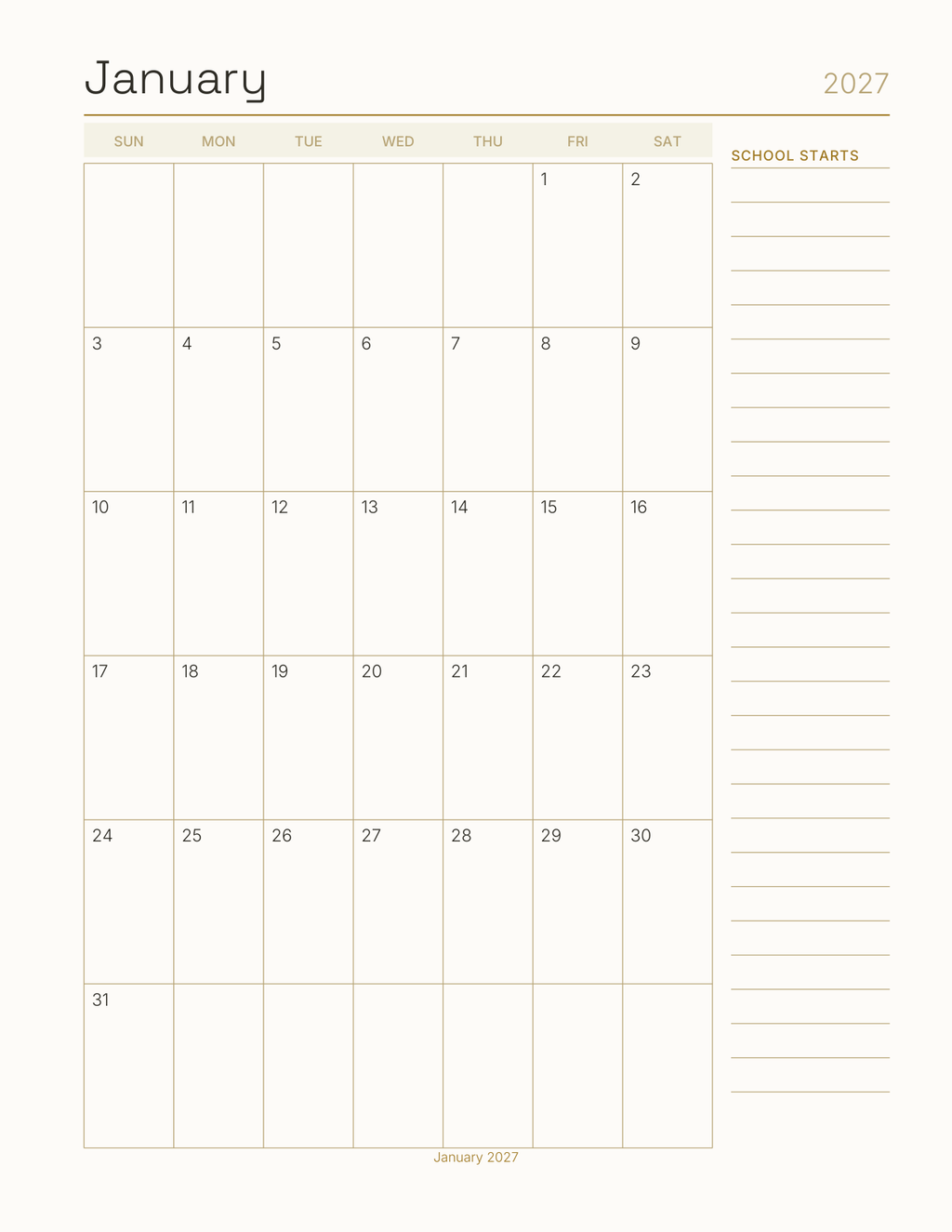 The Back to School Planner 2027 — sample page 5