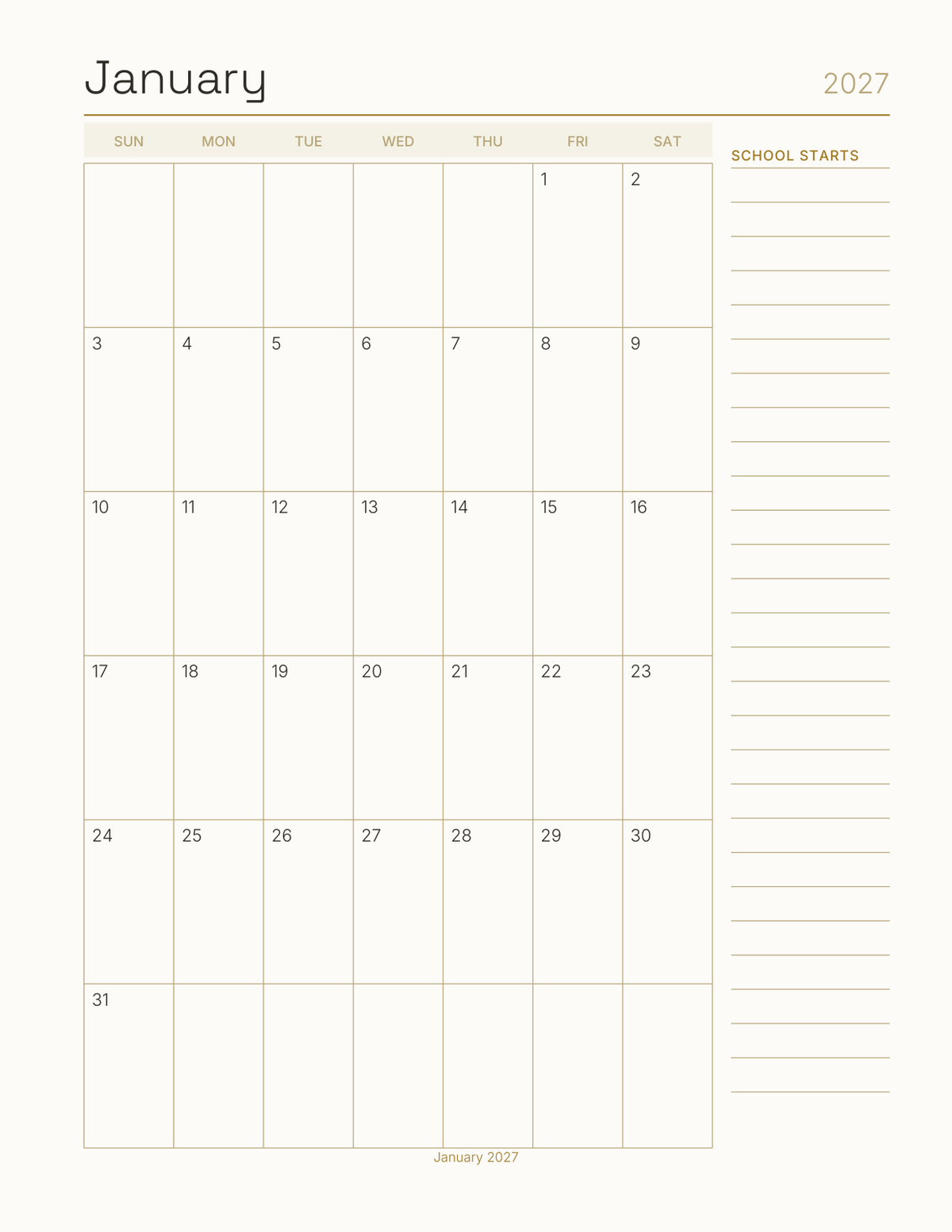 The Back to School Planner 2027 — sample page 5