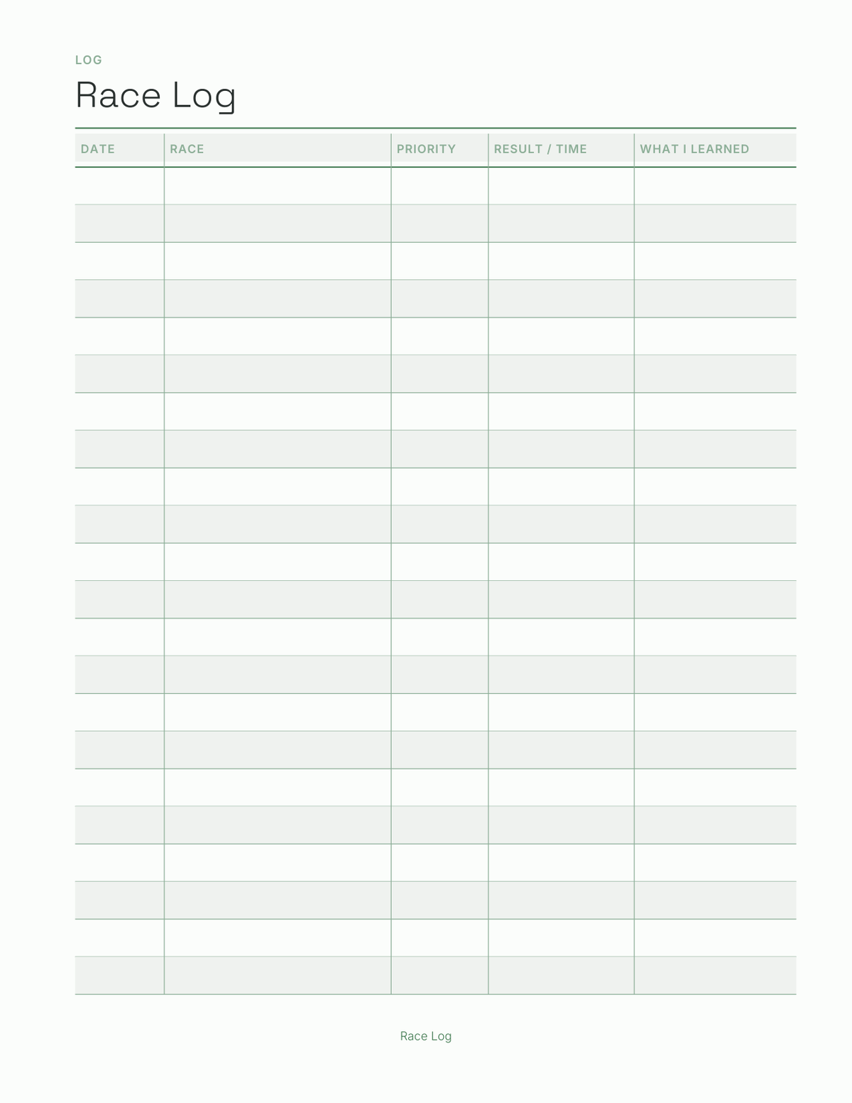 The Race Season Planner 2027 — sample page 3