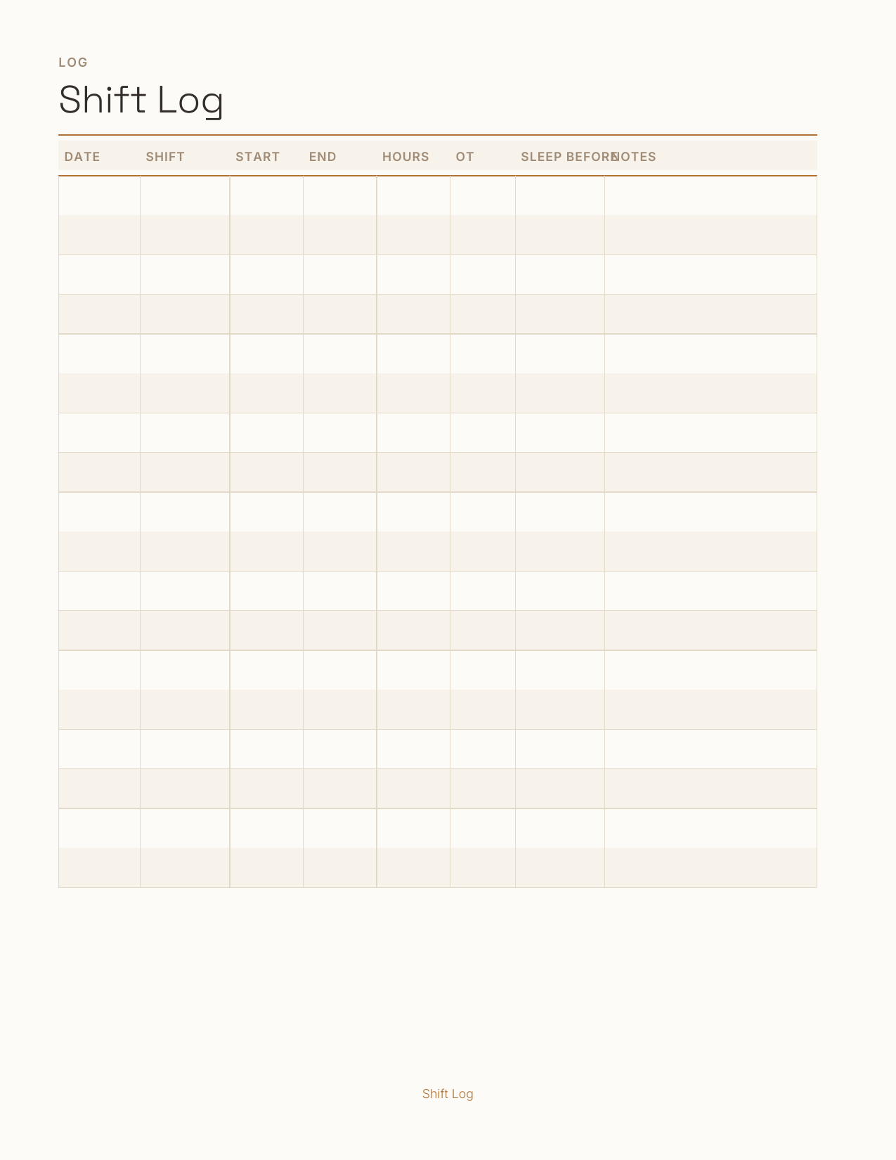 The Shift Worker's Planner 2027 — sample page 4
