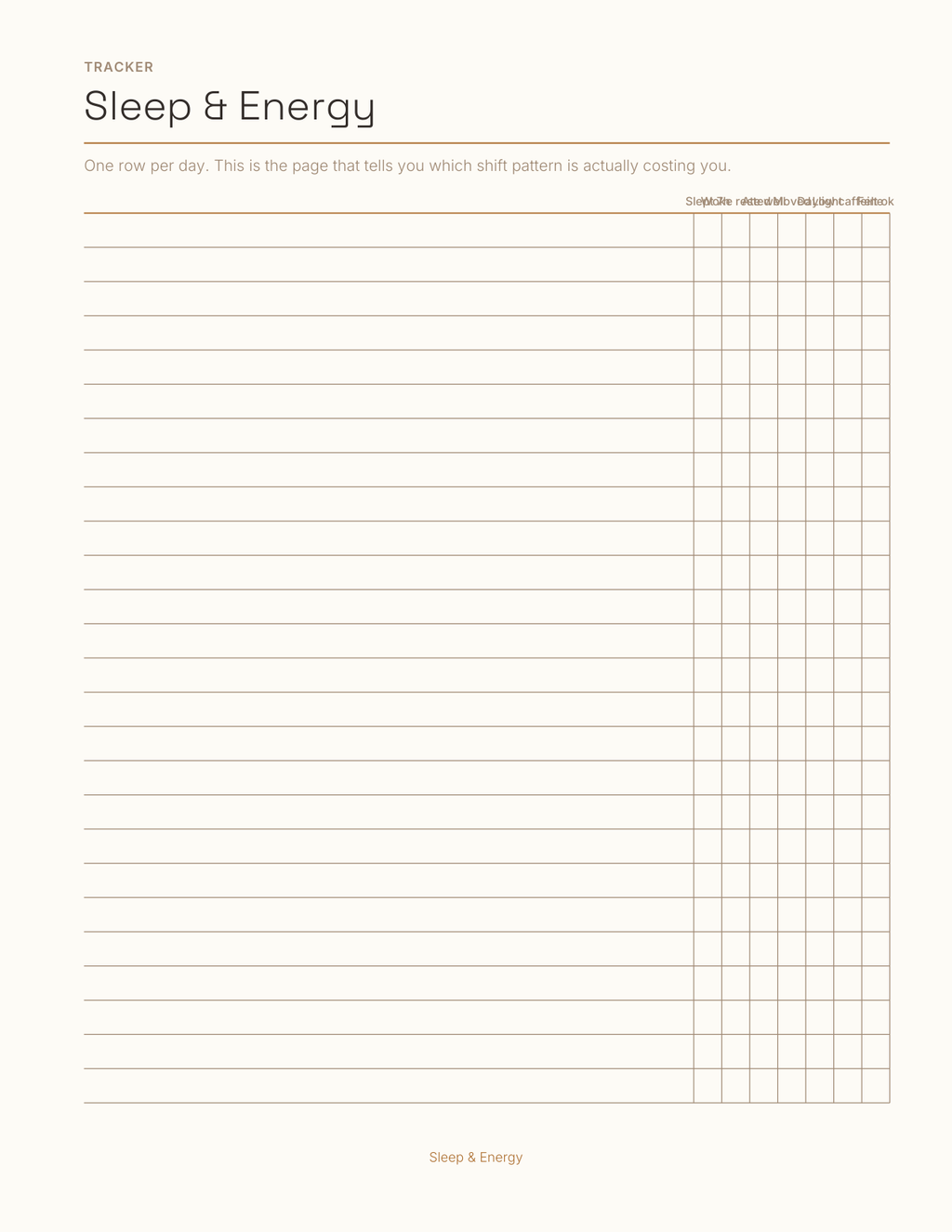 The Shift Worker's Planner 2027 — sample page 5