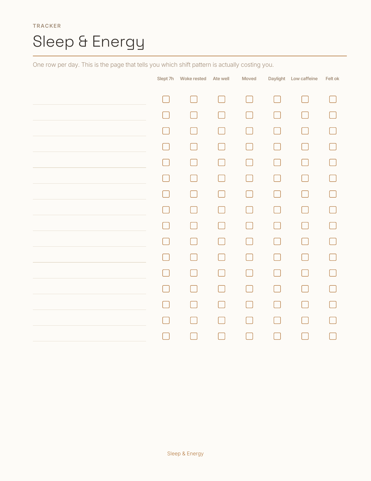 The Shift Worker's Planner 2027 — sample page 5