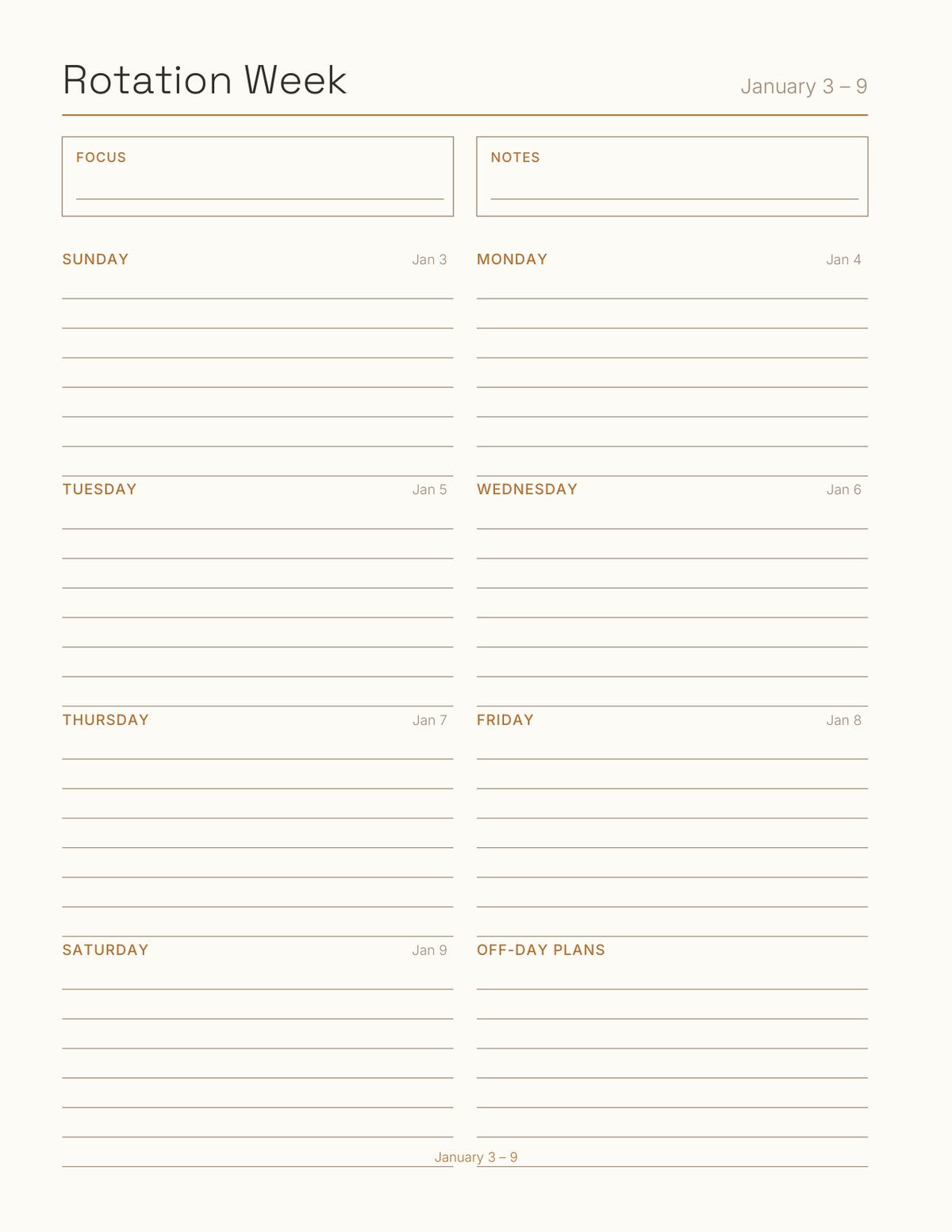 The Shift Worker's Planner 2027 — sample page 8